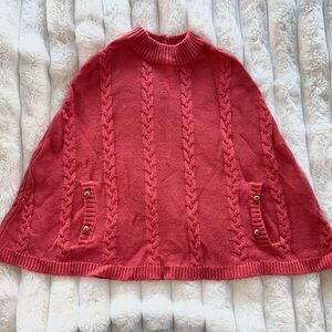 Janie and Jack Red Cable Knit Cape / Poncho